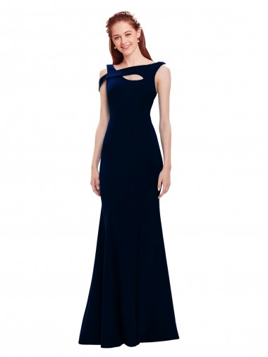 Sleeveless Dark Navy Mermaid Off the Shoulder Formal Evening Gown / Prom Dress / Bridesmaid Dress Lincoln