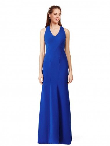 Sleeveless Royal Blue Mermaid V-Neck Formal Evening Gown / Prom Dress / Bridesmaid Dress Lincoln