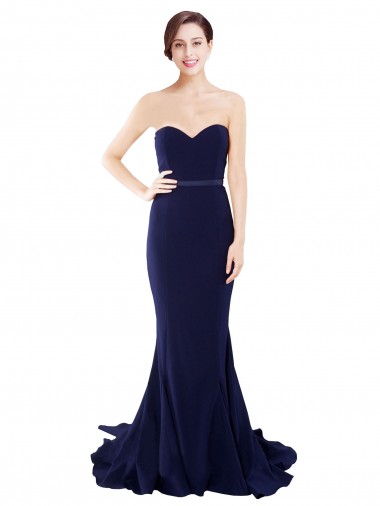 Sleeveless Dark Navy Low Back Mermaid Sweetheart Semi Formal Evening Dress / Prom Dress / Bridesmaid Dress Lincoln