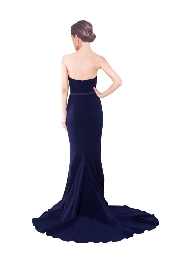 Sleeveless Dark Navy Low Back Mermaid Sweetheart Semi Formal Evening Dress / Prom Dress / Bridesmaid Dress Lincoln