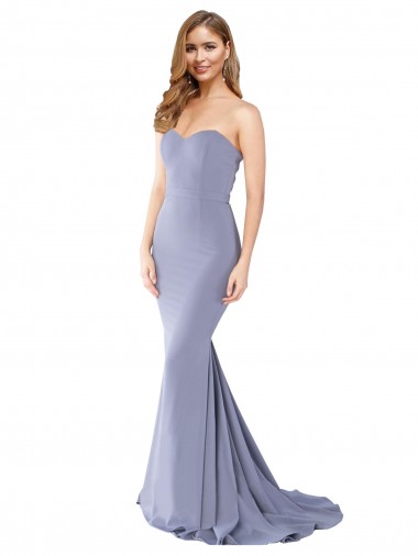 Sleeveless Smoke Blue Low Back Mermaid Sweetheart Formal Evening Gown / Prom Dress / Bridesmaid Dress Lincoln