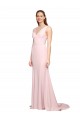 Sleeveless Pink V-Back A-Line V-Neck Black Tie Evening Dress / Prom Dress / Bridesmaid Dress Lincoln