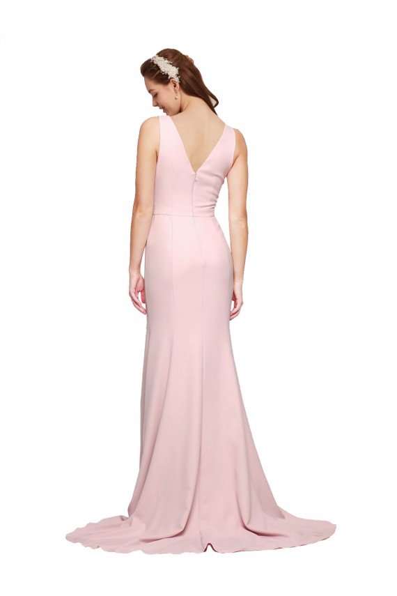 Sleeveless Pink V-Back A-Line V-Neck Black Tie Evening Dress / Prom Dress / Bridesmaid Dress Lincoln