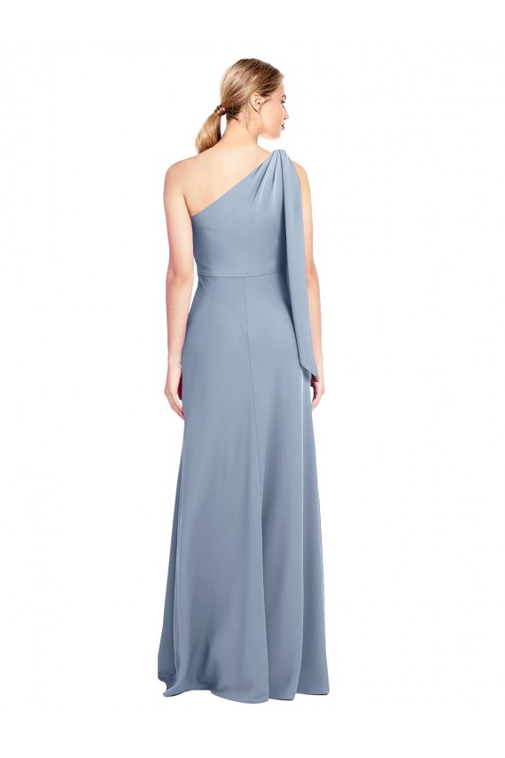 Flutter Sleeves Smoke Blue Sheath One Shoulder Formal Dress / Bridesmaid Dress Lincoln