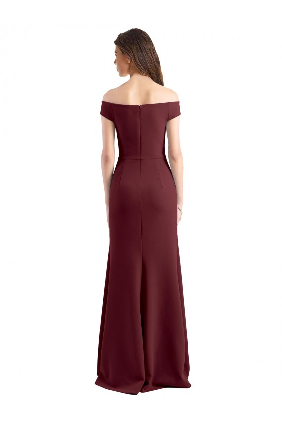 Sleeveless Burgundy Gold Sheath Off the Shoulder Prom Dress / Bridesmaid Dress Lincoln
