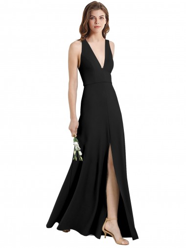 Sleeveless Black Sheath Halter Neck Formal Evening Gown / Prom Dress / Bridesmaid Dress Lincoln