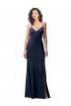 Sleeveless Dark Navy Criss Cross Back Sheath Spaghetti Straps Formal Evening Gown / Prom Dress / Bridesmaid Dress Lincoln