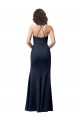 Sleeveless Dark Navy Criss Cross Back Sheath Spaghetti Straps Formal Evening Gown / Prom Dress / Bridesmaid Dress Lincoln