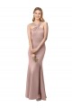 Sleeveless Dusty Pink Criss Cross Back Sheath Halter Neck Prom Dress / Bridesmaid Dress Lincoln