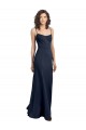 Sleeveless Dark Navy Low Back Sheath High Neck Formal Dress / Bridesmaid Dress Lincoln