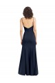 Sleeveless Dark Navy Low Back Sheath High Neck Formal Dress / Bridesmaid Dress Lincoln