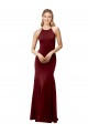 Sleeveless Burgundy Gold Criss Cross Back Mermaid Halter Neck Formal Evening Gown / Prom Dress / Bridesmaid Dress Lincoln