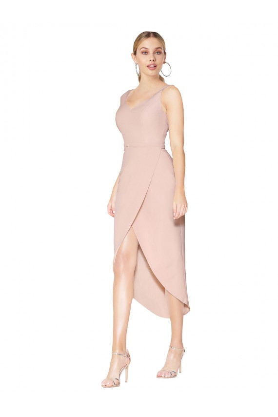 Sleeveless Mauve V-Back Mermaid Spaghetti Straps High Low Evening Gown / Prom Dress / Bridesmaid Dress Lincoln