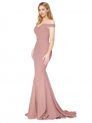 Sleeveless Dusty Pink Mermaid Off the Shoulder Formal Evening Gown / Prom Dress / Bridesmaid Dress Lincoln