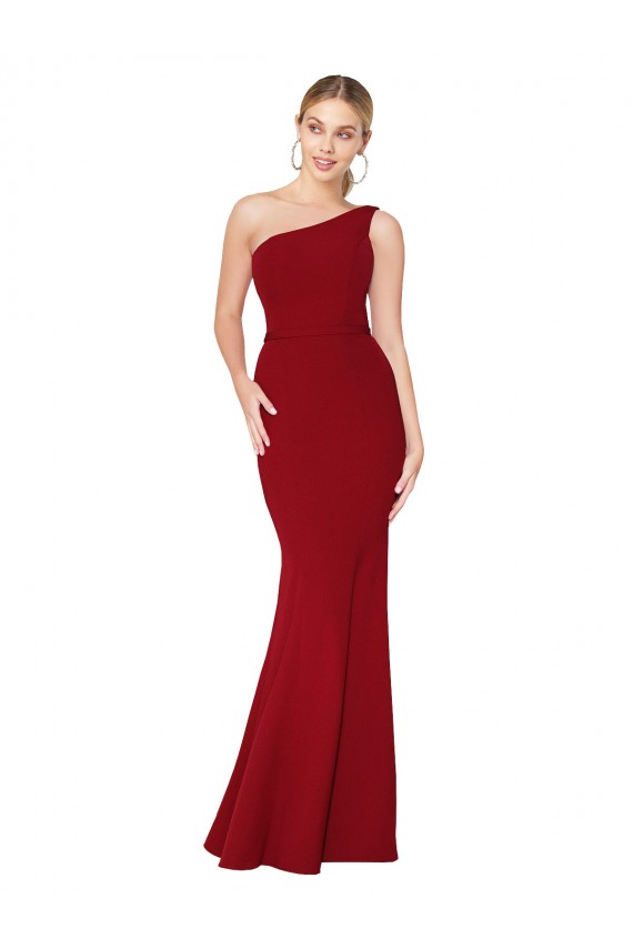 Sleeveless Burgundy Mermaid One Shoulder Formal Evening Gown / Prom Dress / Bridesmaid Dress Lincoln