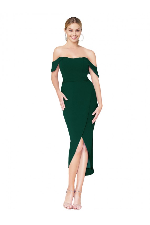 Sleeveless Midnight Green Mermaid Off the Shoulder High Low Evening Gown / Prom Dress / Bridesmaid Dress Lincoln