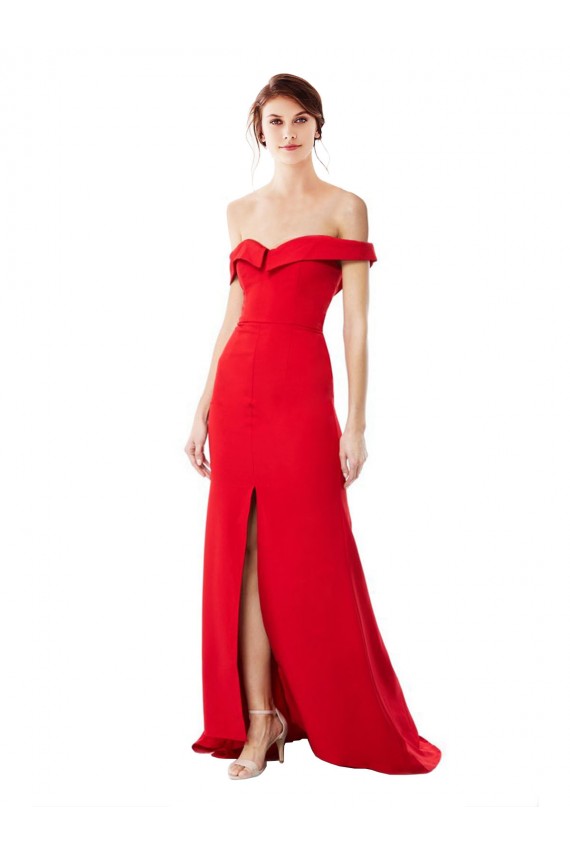 Sleeveless Red A-Line Off the Shoulder Bridesmaid Dress / Evening Dress Lincoln