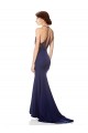 Sleeveless Navy Blue Mermaid Halter Neck Bridesmaid Dress / Formal Dress Lincoln