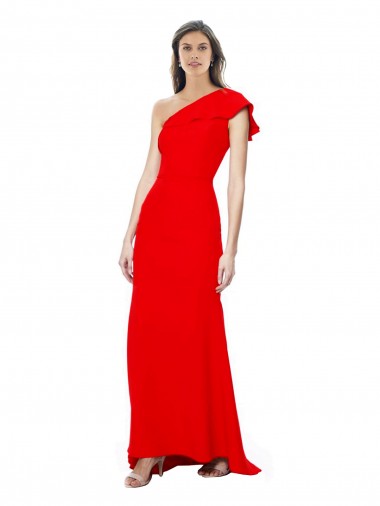 Sleeveless Red Mermaid One Shoulder Formal Dress / Bridesmaid Dress Lincoln
