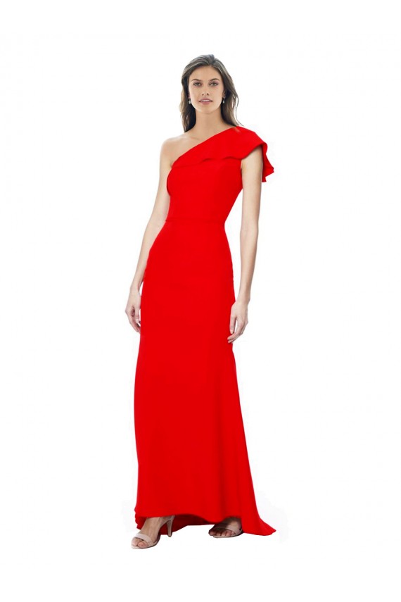 Sleeveless Red Mermaid One Shoulder Formal Dress / Bridesmaid Dress Lincoln