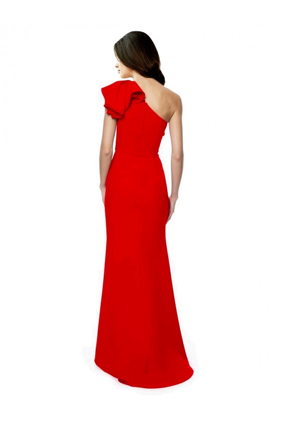 Sleeveless Red Mermaid One Shoulder Formal Dress / Bridesmaid Dress Lincoln