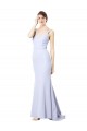 Sleeveless Light Sky Blue Mermaid Spaghetti Straps Evening Gown / Prom Dress / Bridesmaid Dress Lincoln