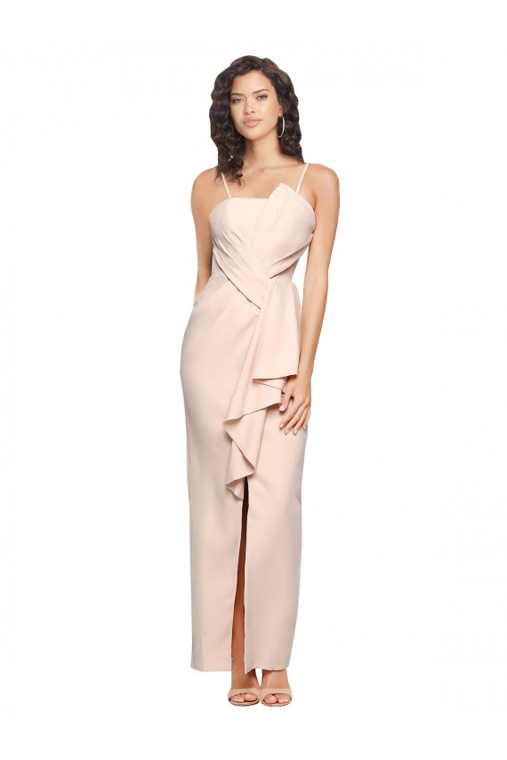 Sleeveless Nude Low Back Sheath Strapless Semi Formal Evening Dress / Prom Dress / Bridesmaid Dress Lincoln