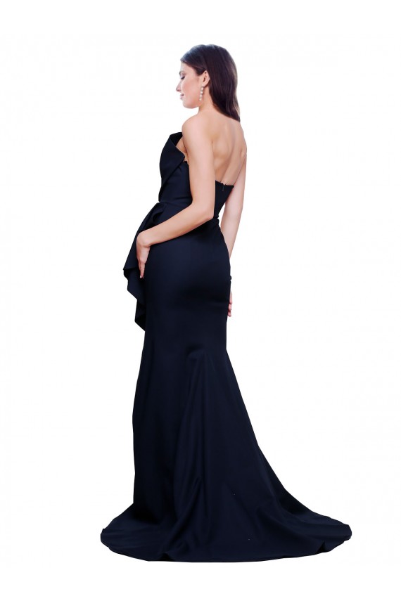 Sleeveless Dark Navy Low Back Sheath Strapless Semi Formal Evening Dress / Prom Dress / Bridesmaid Dress Lincoln