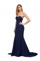 Sleeveless Dark Navy Low Back A-Line Sweetheart Formal Evening Gown / Prom Dress / Bridesmaid Dress Lincoln