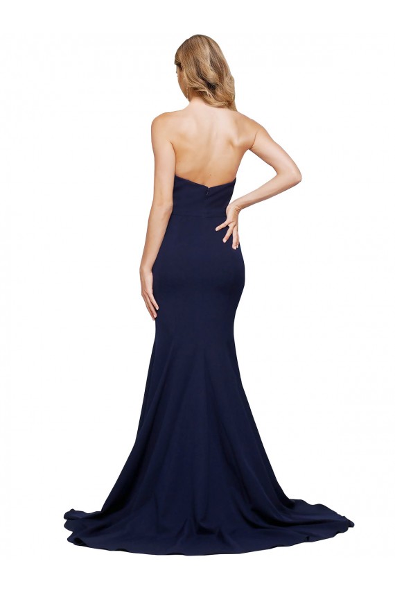 Sleeveless Dark Navy Low Back A-Line Sweetheart Formal Evening Gown / Prom Dress / Bridesmaid Dress Lincoln