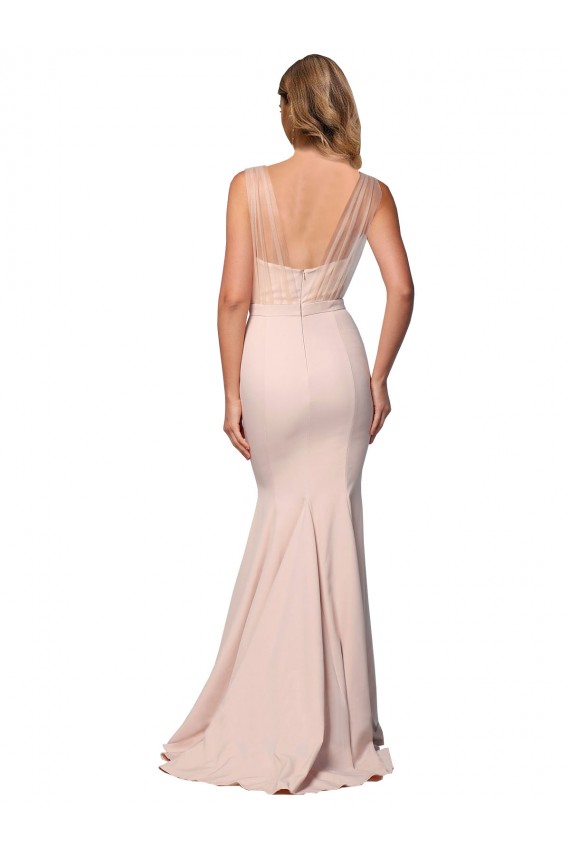 Sleeveless Nude Low Back Sheath Sweetheart Formal Evening Gown / Prom Dress / Bridesmaid Dress Lincoln