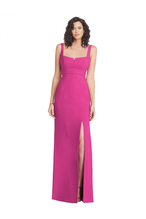Sleeveless Fuchsia Low Back Trumpet Square Neck Semi Formal Evening Dress / Prom Dress / Bridesmaid Dress Lincoln