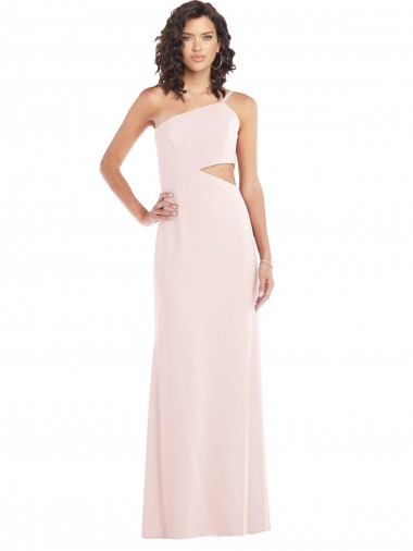 Sleeveless Pink Trumpet One Shoulder Formal Evening Gown / Prom Dress / Bridesmaid Dress Lincoln