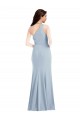 Sleeveless Light Sky Blue Trumpet One Shoulder Formal Dress / Bridesmaid Dress Lincoln
