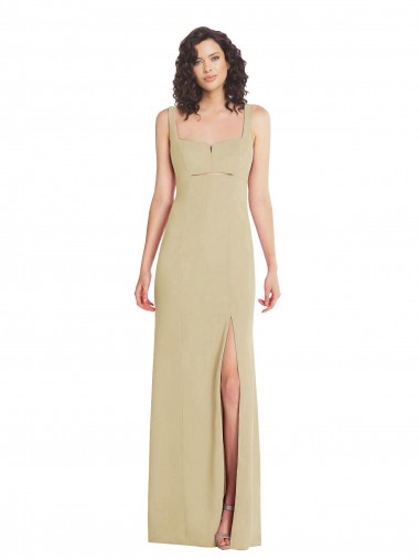Sleeveless Champagne Low Back Trumpet Square Neck Formal Evening Gown / Prom Dress / Bridesmaid Dress Lincoln
