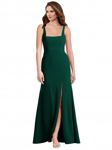 Sleeveless Midnight Green Trumpet Square Neck Semi Formal Evening Dress / Prom Dress / Bridesmaid Dress Lincoln