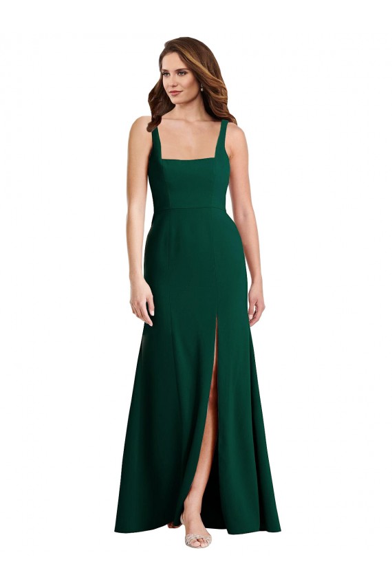 Sleeveless Midnight Green Trumpet Square Neck Semi Formal Evening Dress / Prom Dress / Bridesmaid Dress Lincoln