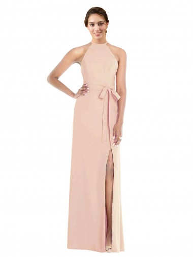 Sleeveless Nude Criss Cross Back Trumpet Halter Neck Formal Evening Gown / Prom Dress / Bridesmaid Dress Lincoln