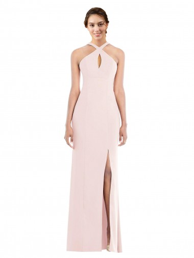Sleeveless Pink Low Back Trumpet Halter Neck Formal Evening Gown / Prom Dress / Bridesmaid Dress Lincoln