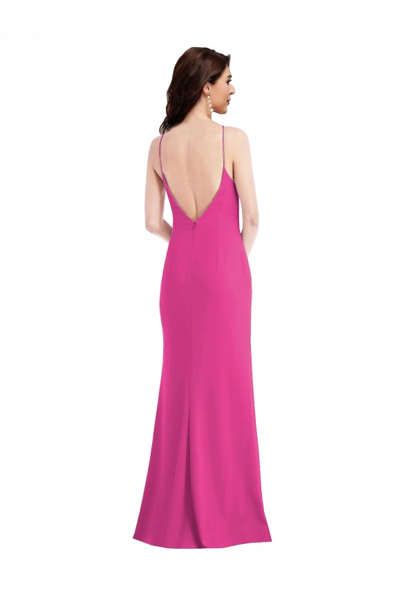 Sleeveless Fuchsia Open Back Trumpet Halter Neck Formal Evening Gown / Prom Dress / Bridesmaid Dress Lincoln