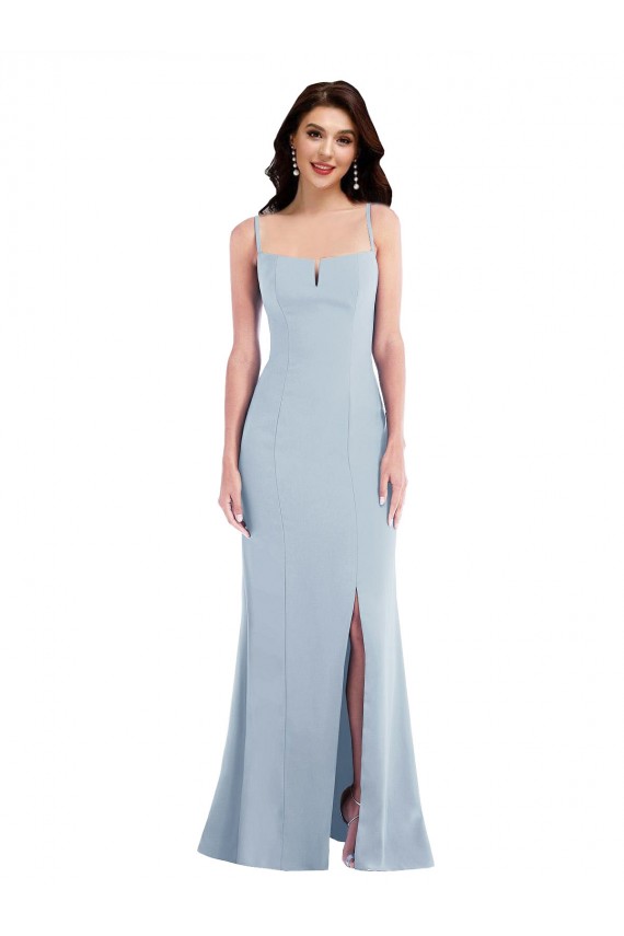 Sleeveless Light Sky Blue Trumpet Spaghetti Straps Formal Evening Gown / Prom Dress / Bridesmaid Dress Lincoln