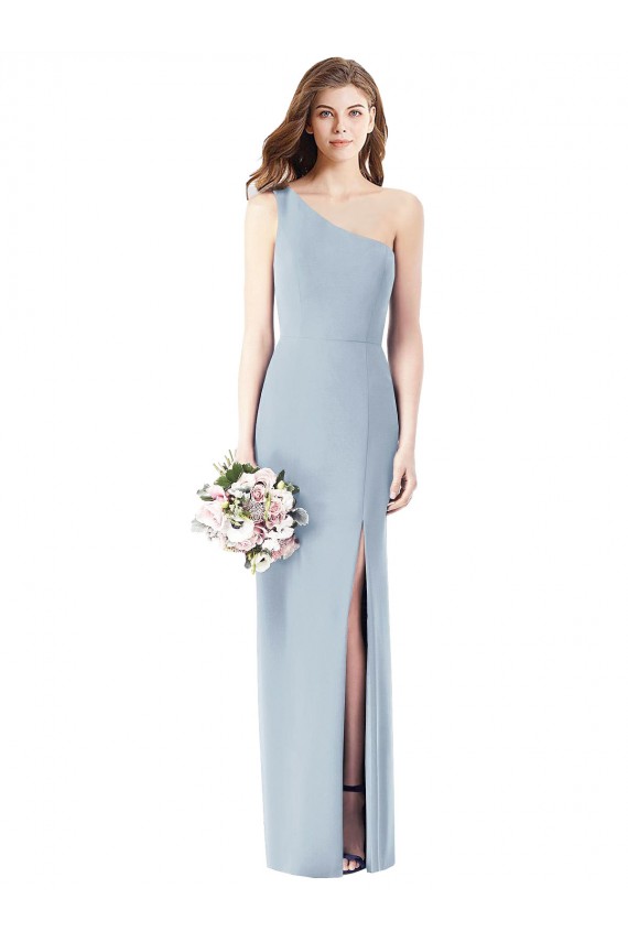 Sleeveless Light Sky Blue Trumpet One Shoulder Semi Formal Evening Dress / Prom Dress / Bridesmaid Dress Lincoln