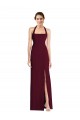 Sleeveless Burgundy Gold Open Back Trumpet Halter Neck Semi Formal Evening Dress / Prom Dress / Bridesmaid Dress Lincoln