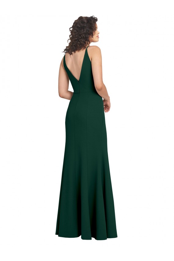 Sleeveless Midnight Green V-Back A-Line V-Neck Formal Dress / Bridesmaid Dress Lincoln