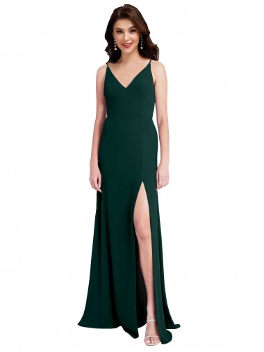 Sleeveless Midnight Green V-Back A-Line V-Neck Formal Evening Gown / Prom Dress / Bridesmaid Dress Lincoln