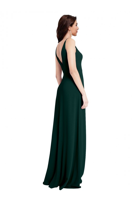 Sleeveless Midnight Green V-Back A-Line V-Neck Formal Evening Gown / Prom Dress / Bridesmaid Dress Lincoln