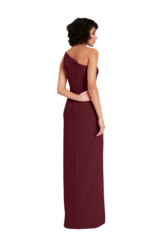 Sleeveless Burgundy Gold Sheath One Shoulder Formal Evening Gown / Prom Dress / Bridesmaid Dress Lincoln