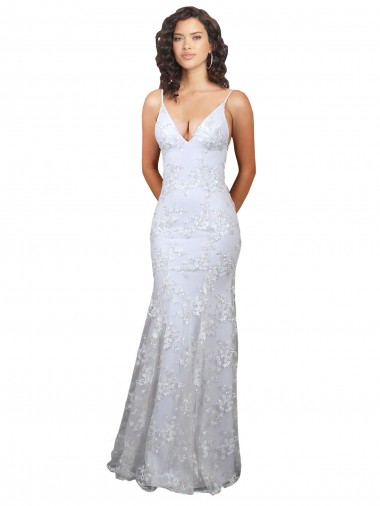 Sleeveless White Backless Mermaid V-Neck Formal Evening Gown / Prom Dress / Bridesmaid Dress Lincoln
