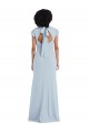 Cap Sleeves Light Sky Blue Keyhole Back Trumpet Jewel Neck Semi Formal Evening Dress / Bridesmaid Dress Lincoln