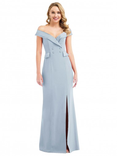 Sleeveless Light Sky Blue Trumpet Off the Shoulder Semi Formal Evening Dress / Prom Dress / Bridesmaid Dress Lincoln